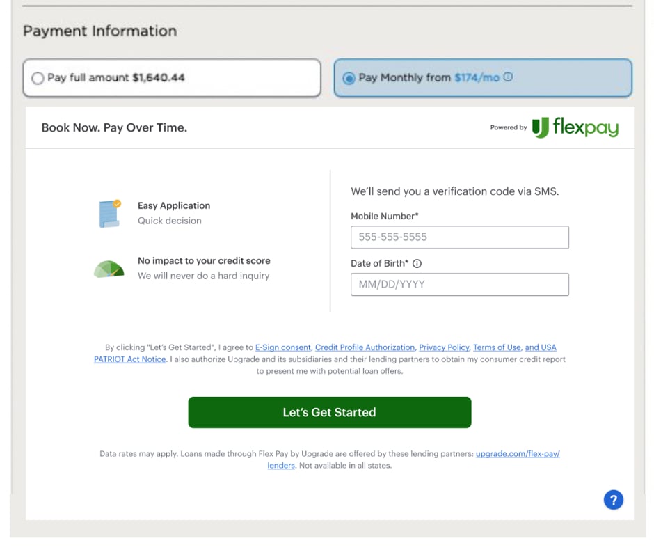 Option de paiement mensuel Uplift