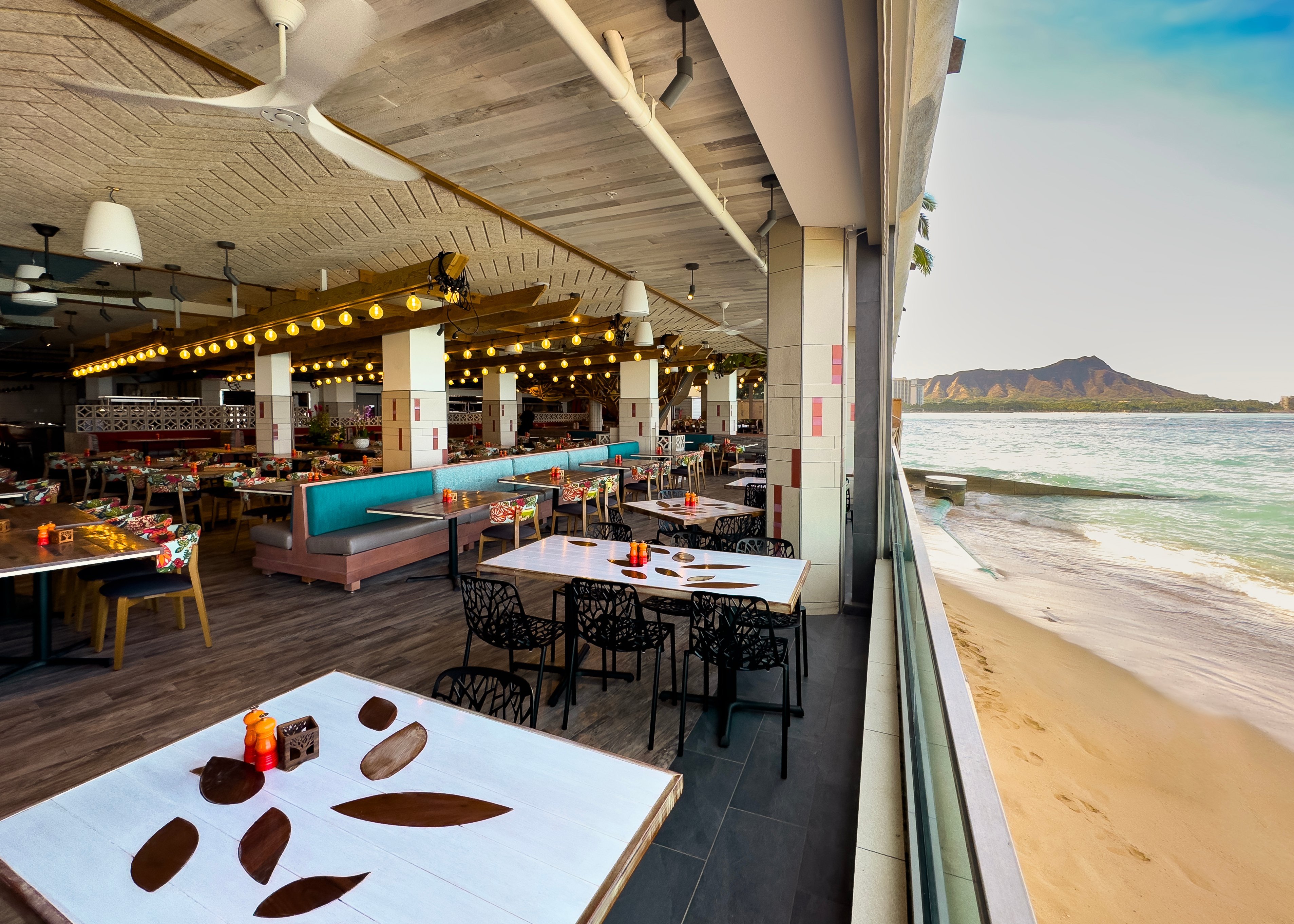 View of Diamond Head from Monkeypod Kitchen Waikiki