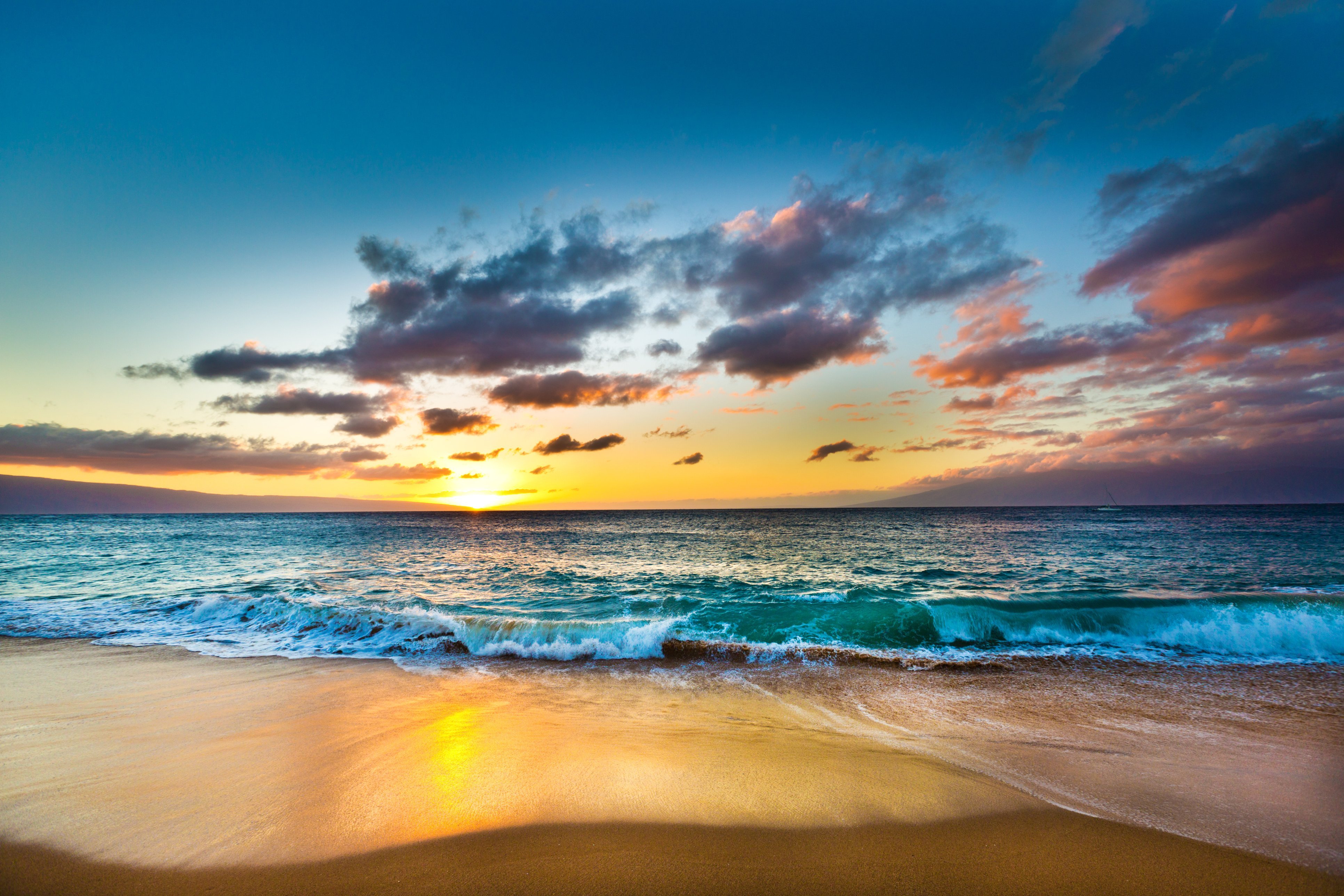 Coucher de soleil sur la plage de Kaanapali