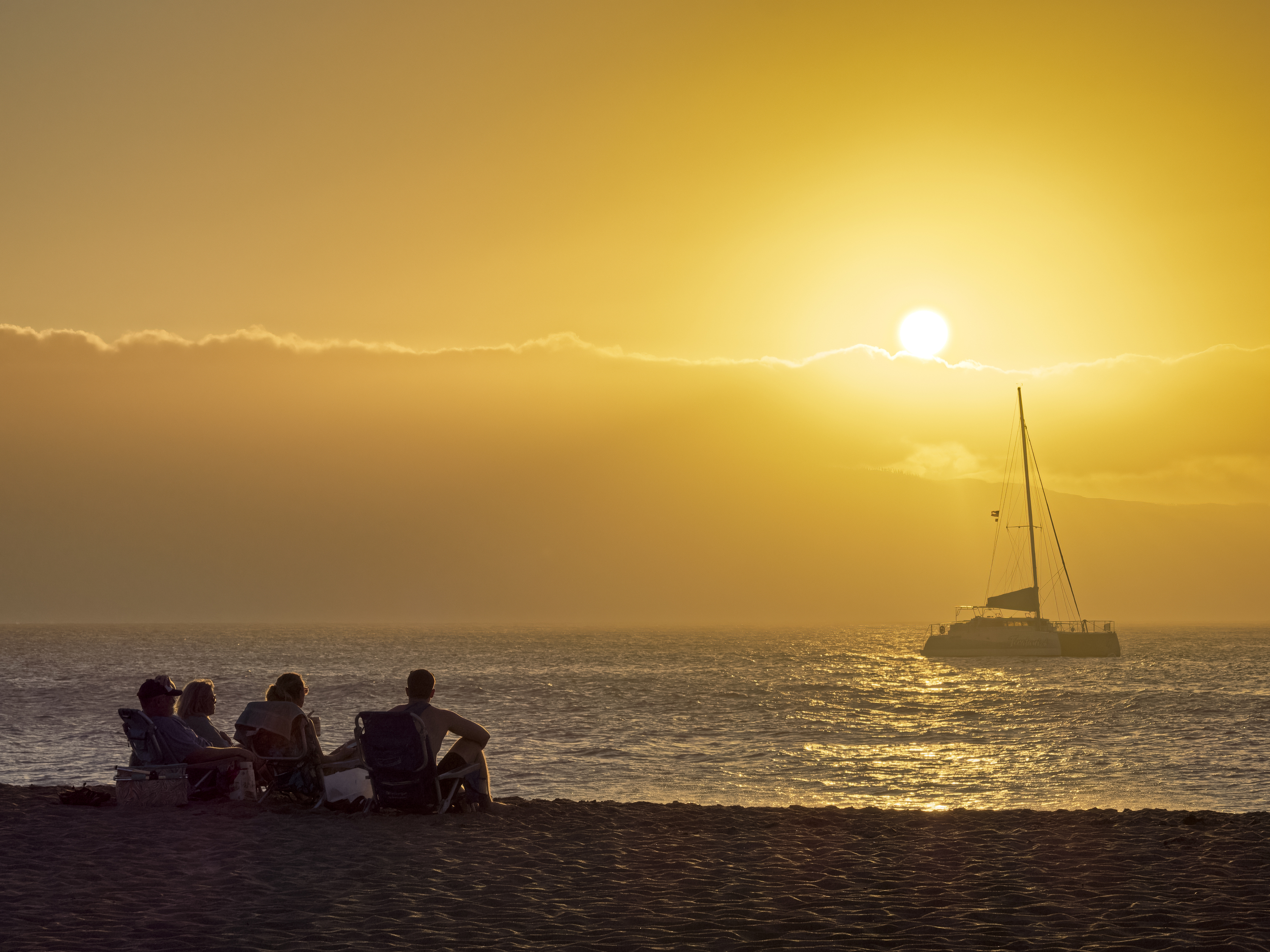 Coucher de soleil sur la plage de Kaanapali